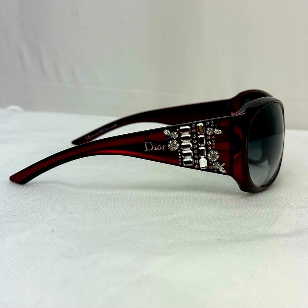 Dior Limited Red Swarovski Crystals Oval Gradient Lens Acetate Sunglasses - Picture 7 of 14